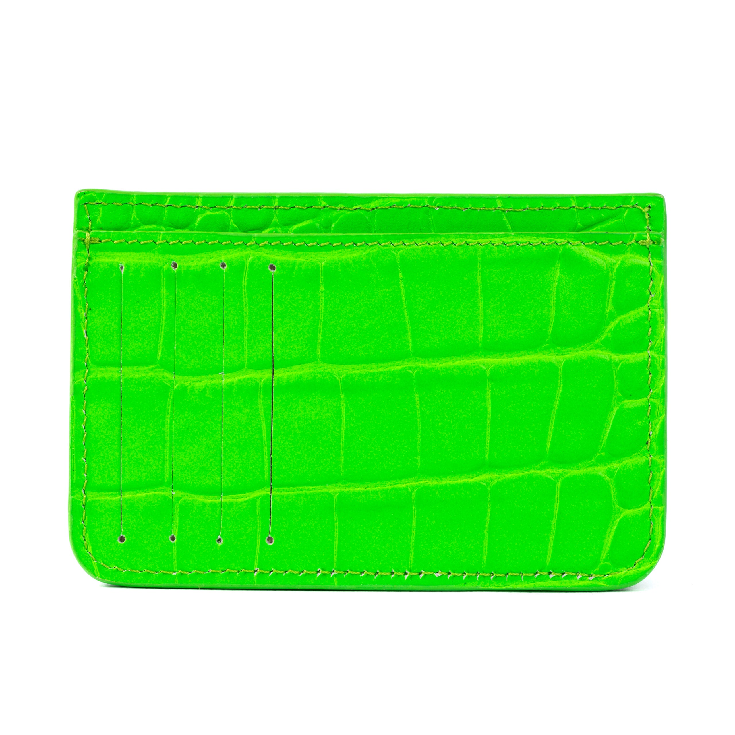 Cardholder 2 Croc Neon Green In Gold