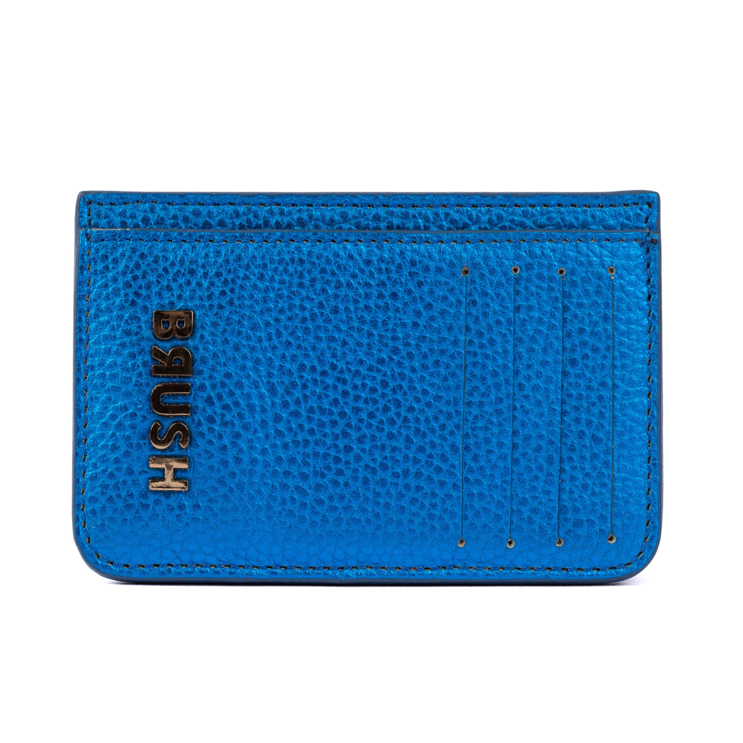 Cardholder 2 Metallic Blue In Gold