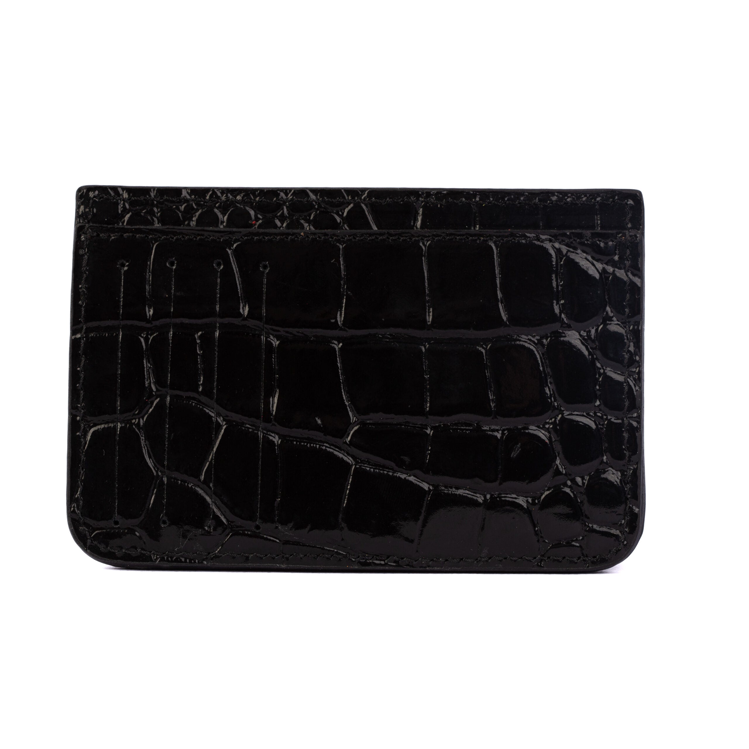 Cardholder 2 Croc Black In Gold