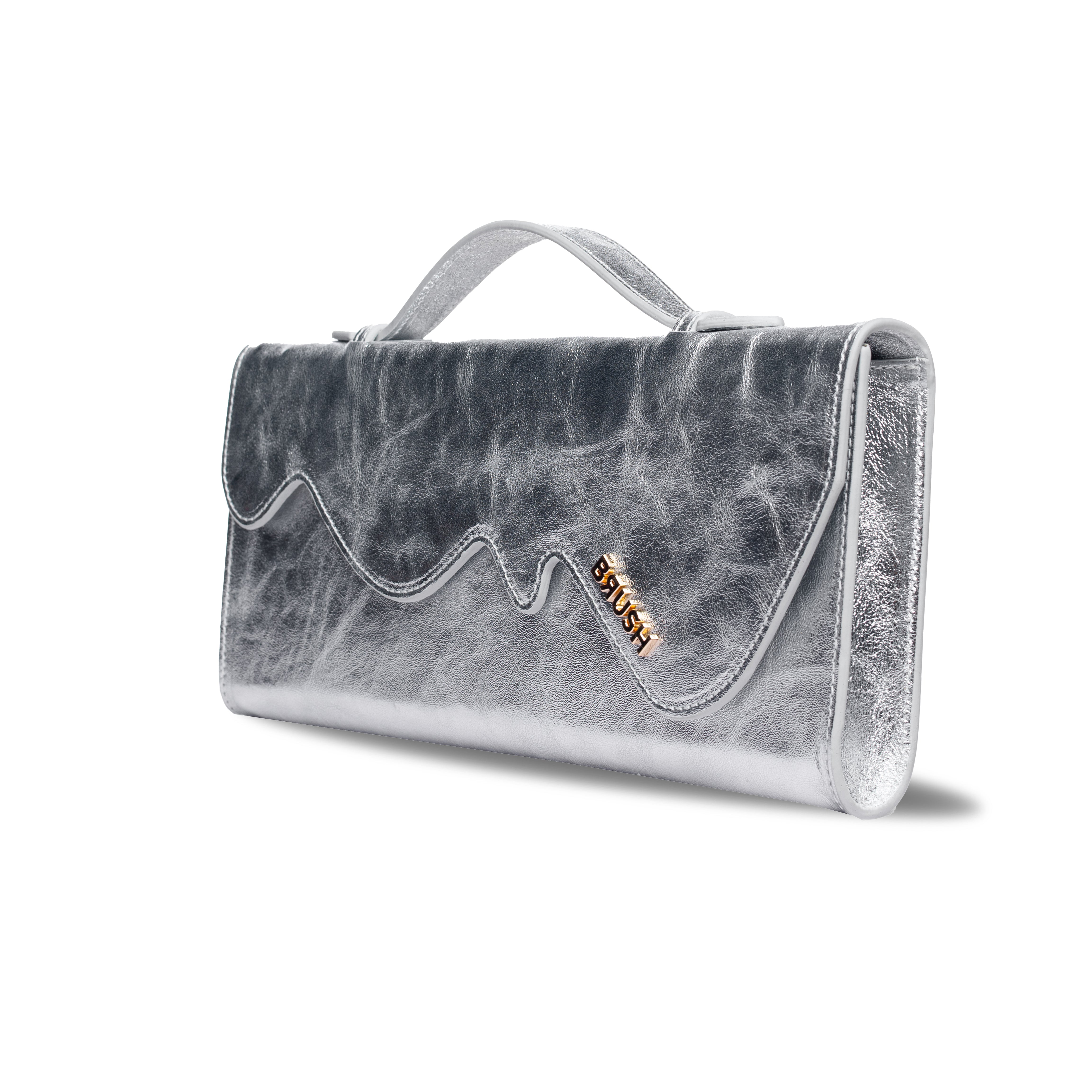 Melt Clutch Bag in Silver