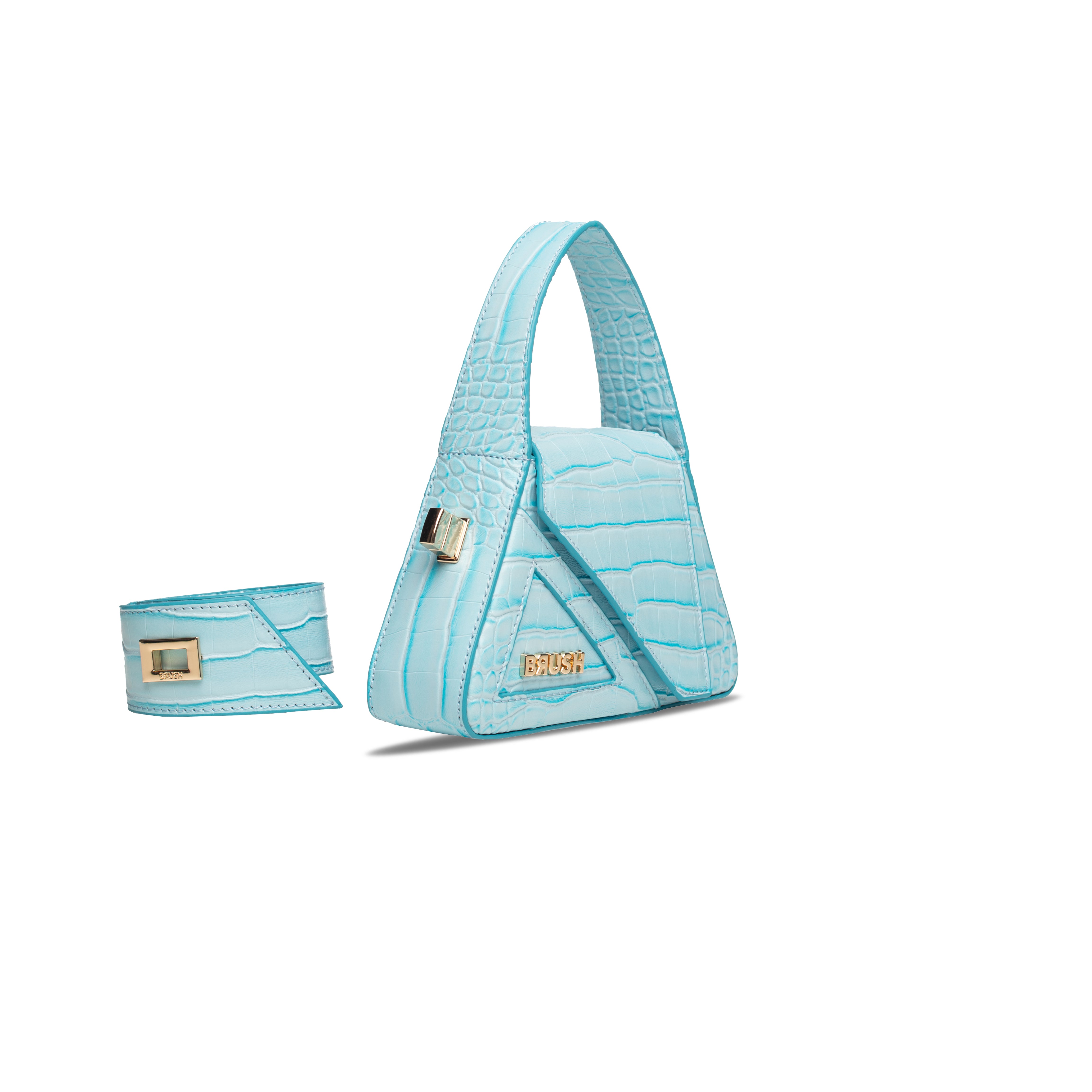 Vegan Crock Blue Micro Ruler Bag
