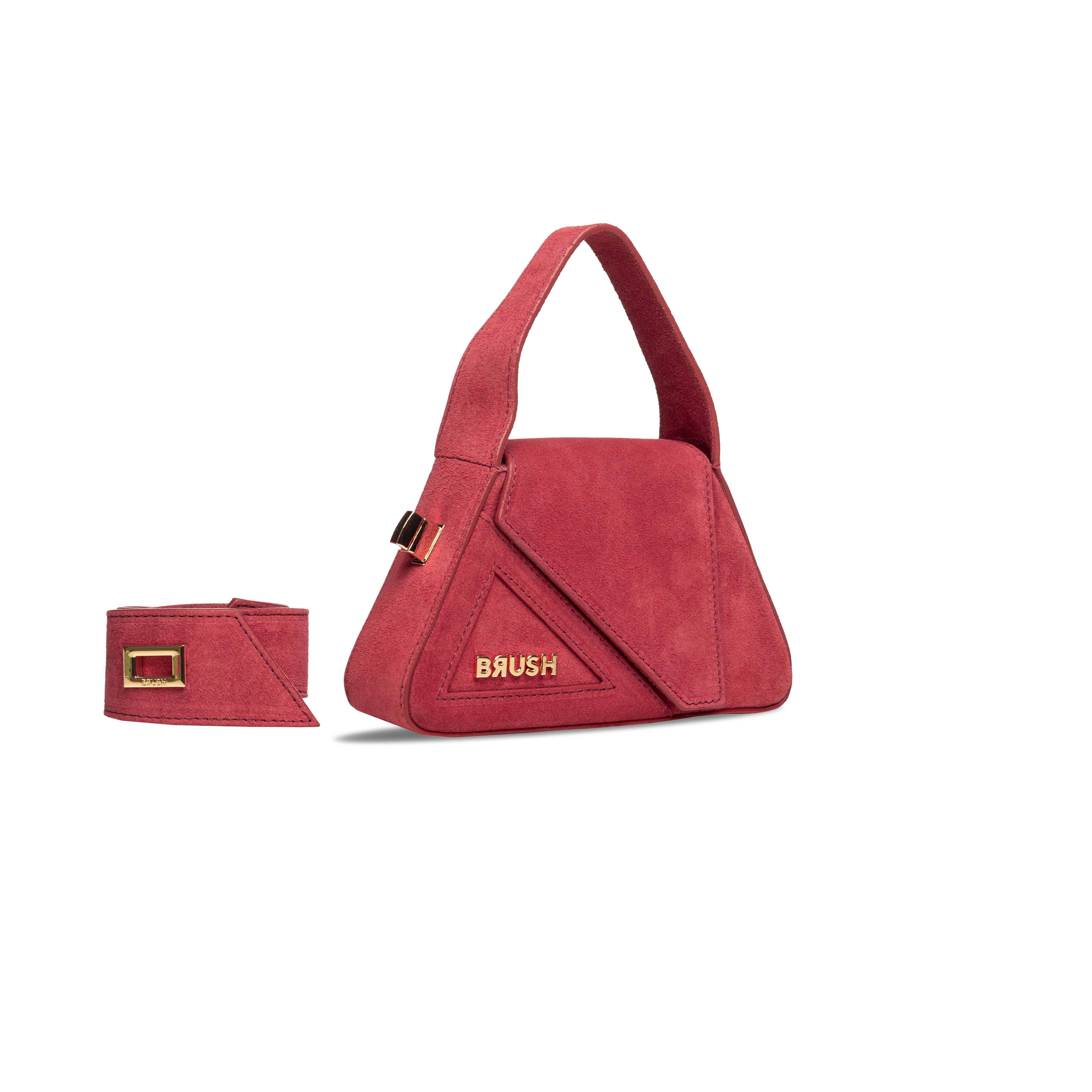 Red Suede Micro Ruler Bag