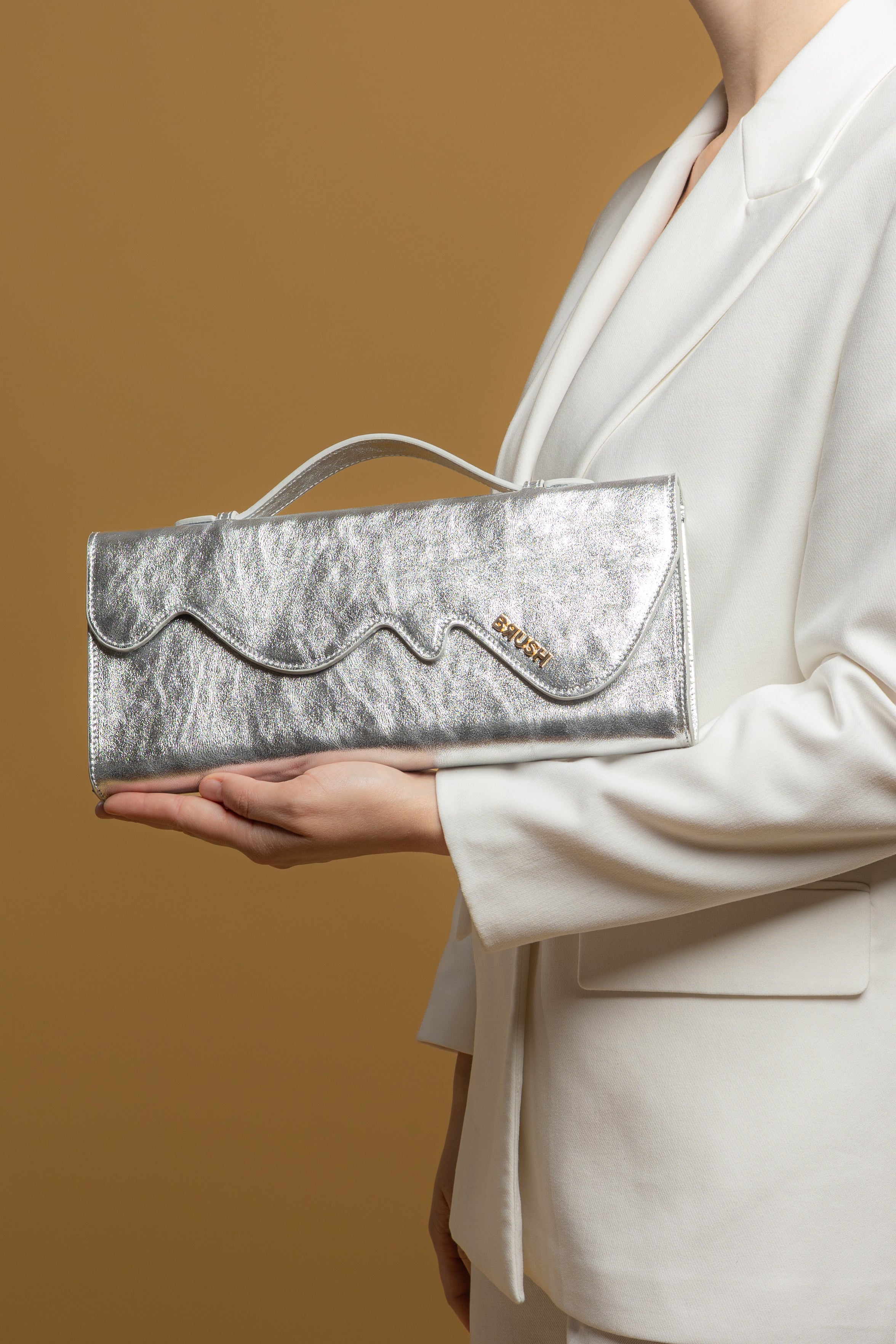 Melt Clutch Bag in Silver