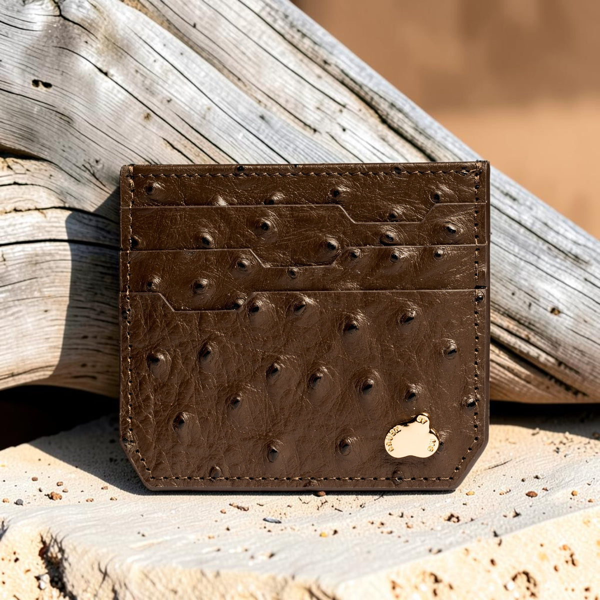 Cardholder Ostrich Brown