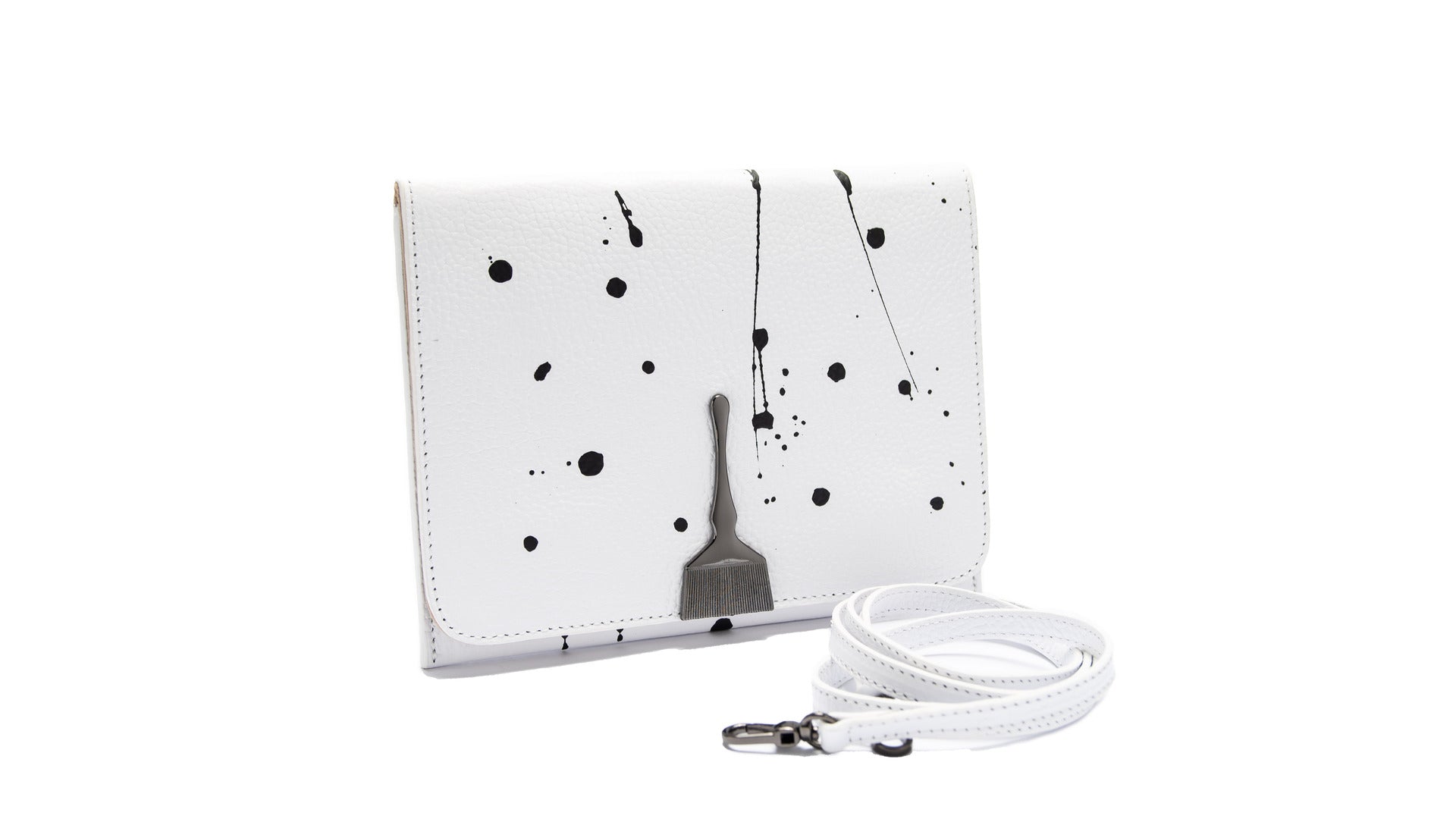 WHITE BRUSH ORGANIZER WITH BLACK SPLASHES