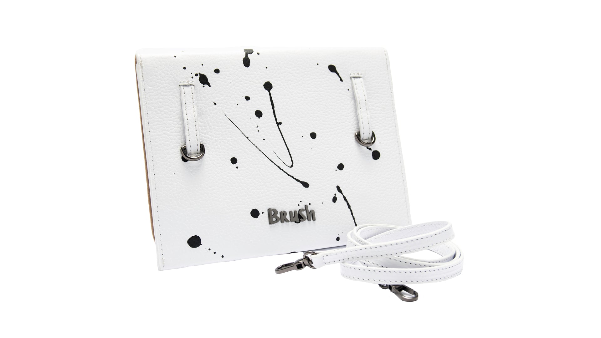 WHITE BRUSH ORGANIZER WITH BLACK SPLASHES