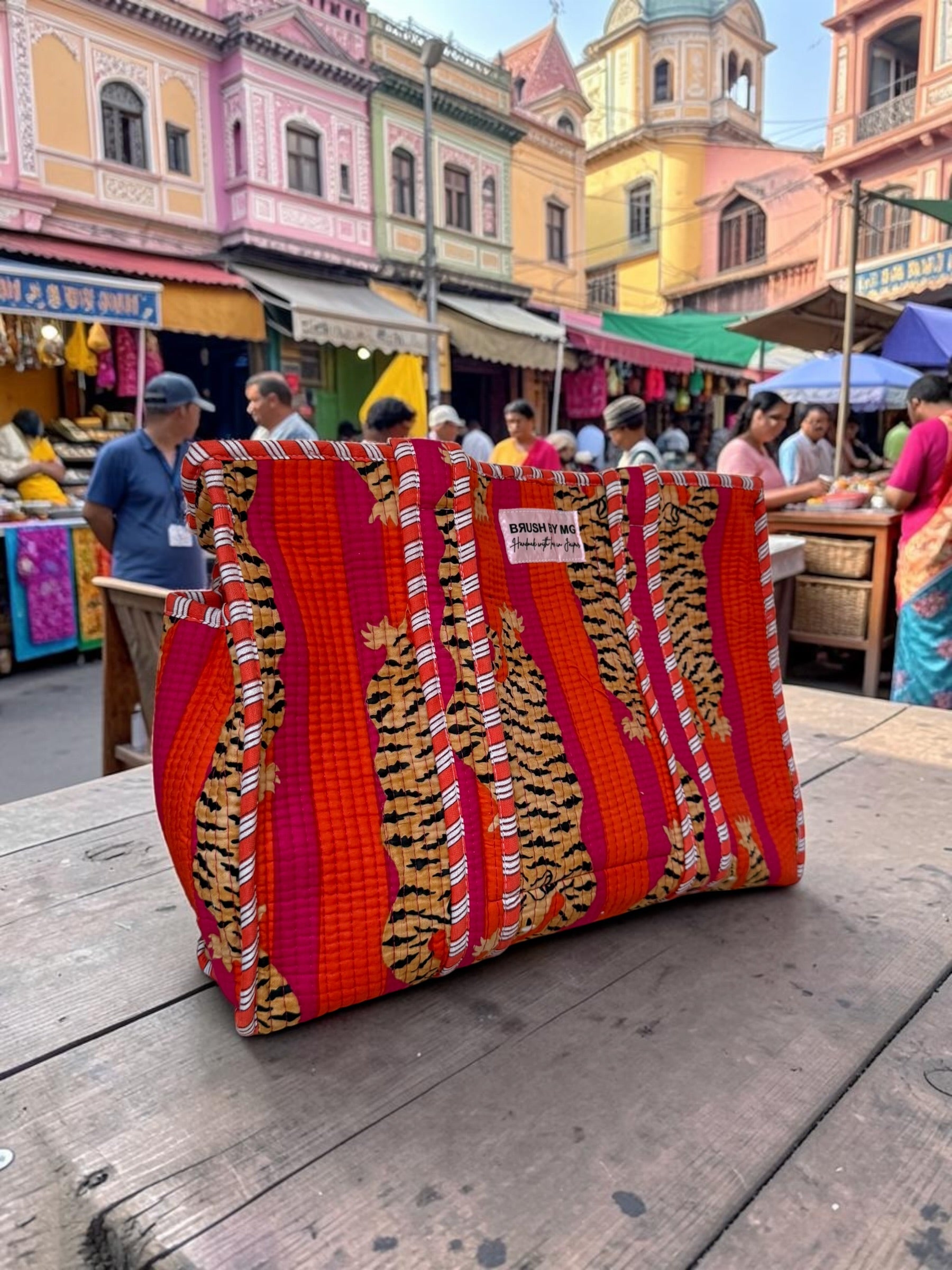Amber Tiger Tote Bag